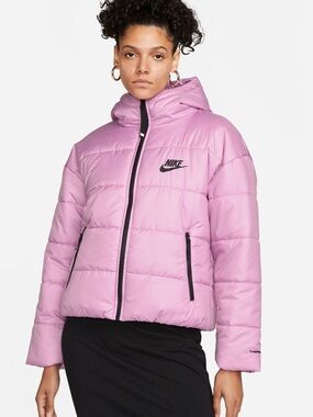 Nike Women's Light Pink Hooded Puffer Jacket